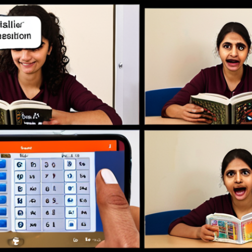 Home 15 ** A montage showing various study methods: a person reading a German grammar book, flashcards with German words, someone speaking German with a friend via video call, and a clock emphasizing time management. The overall feel should be motivational and slightly humorous, reflecting the challenges of language learning. Include Urdu script alongside some of the German elements, creating a relatable scene for Urdu speakers learning German.
**